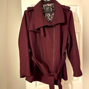 Burgundy utility coat